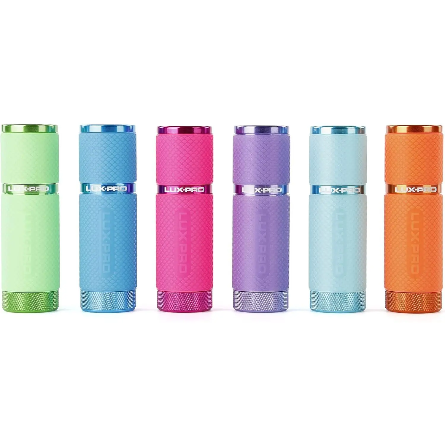 6 Pack Mini Flashlights - LP395 Gel Glow in Dark - Aluminum LED Flashlights with Maximum Brightness of 40 Lumens - IPX4 Water Resistant - 6 Colors - 3 AAA Batteries Included