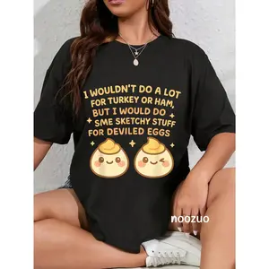 100% Cotton I’d Do Sketchy Stuff Deviled Eggs Funny Kawaii Thanksgiving T-Shirt
