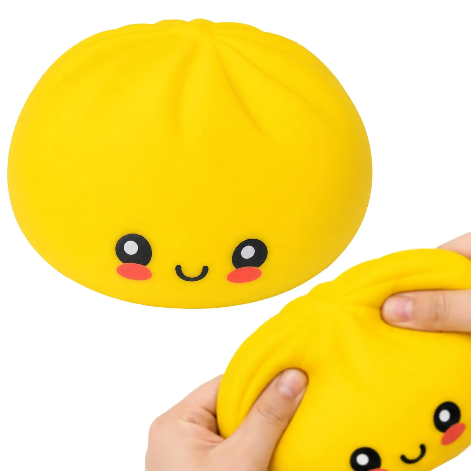 10in Giant Dumpling Squishy Toy, Slow Rising Stress Relief Squeeze Ball (Yellow)