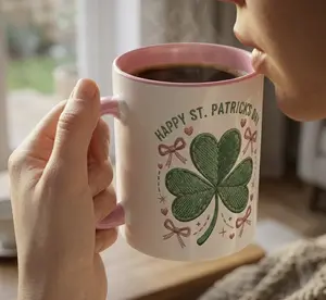 Happy St. Patrick's Day Shamrock Mug | St. Patrick's Day Coffee Mug