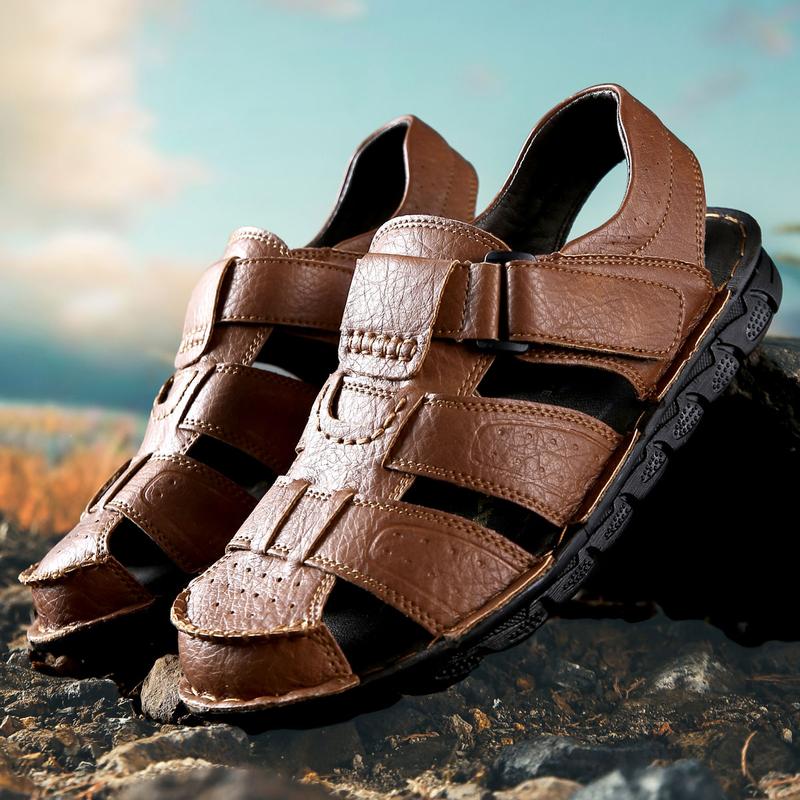 Men's Leather Sandals Closed Toe Water Shoes For Summer Athletic Outdoor Walking Sports Trail River Fishing Wide Adjustable Waterproof Arch Support Lightweight Slip-Resistant Men's Leather Sandals Closed Toe Water Shoes For Summer Athletic Outdoor Walking Sports Trail River Fishing Wide Adjustable Waterproof Arch Support Lightweight Slip-Resistant