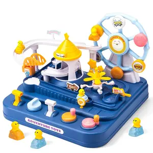 Children's toy duckling, car toy suitable for boys aged 3-4, puzzle track rescue racing game with magnetic helicopter, STEM learning, Montessori, logic and sports development Easter toy.