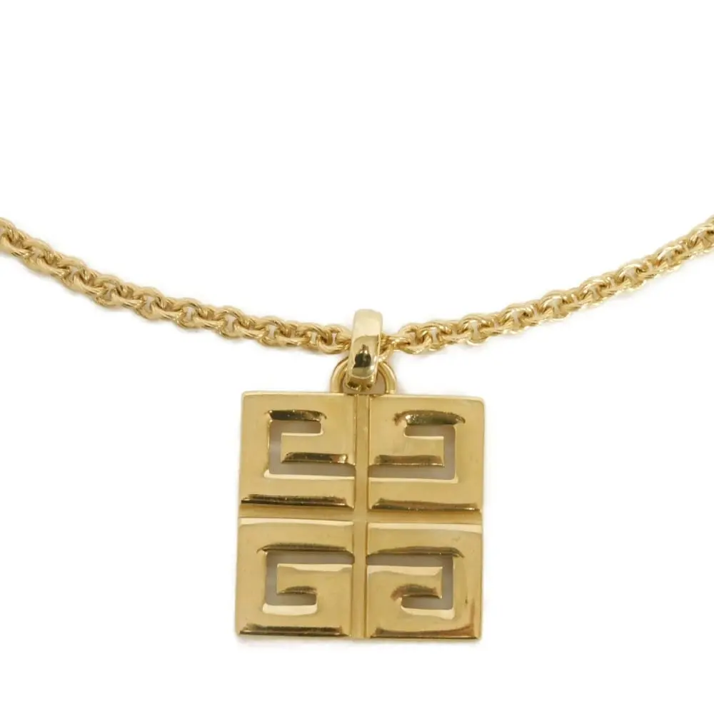 Pre-owned GIVENCHY Gold-plated Small Leather Goods Big Logo Long Necklace