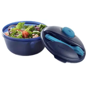 Tupperware Salad On the Go Set ~Everything you need for a salad anywhere, anytime! Thickened Storage Containers Nocturnal Sea