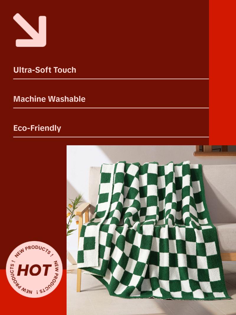 Elegant Comfort Ultra-Soft Checkered Knitted Throw Blanket, 50" x 70" – Lightweight, Breathable, All-Season Feather-Knit Design, Perfect Holiday Gift