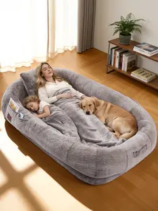 Palnests Human Dog Bed 75"x47"x12" Extra Large Calming Giant Bed for Adults & Pets, Dual-Sided All-Season Design with Waterproof Washable Cover & Sponge, Grey