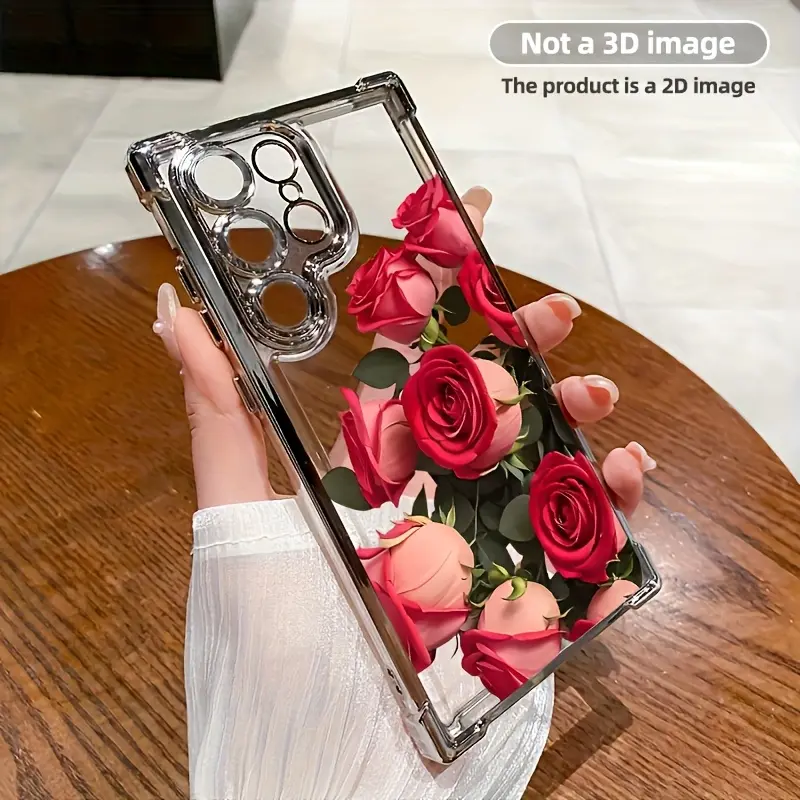 Phone case: "rose Suitable for  Galaxy S24 Ultra/S23/S22/S21/A73/A55/Galaxy Note 20 Ultra/Note 10+series phone cases, shock-absorbing, anti slip, lightweight,  new creative all inclusive protective case soft shell"