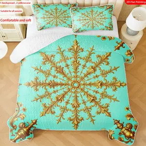 3 pcs, 2D Flat Print Baroque Ornate Pattern Bedspread Set, Soft and Comfortable, Multiple Sizes Available, Suitable for Gifting and Daily Use, Ideal for Creating a Cozy Home Atmosphere(1 bedspread , 2 pillowcases)