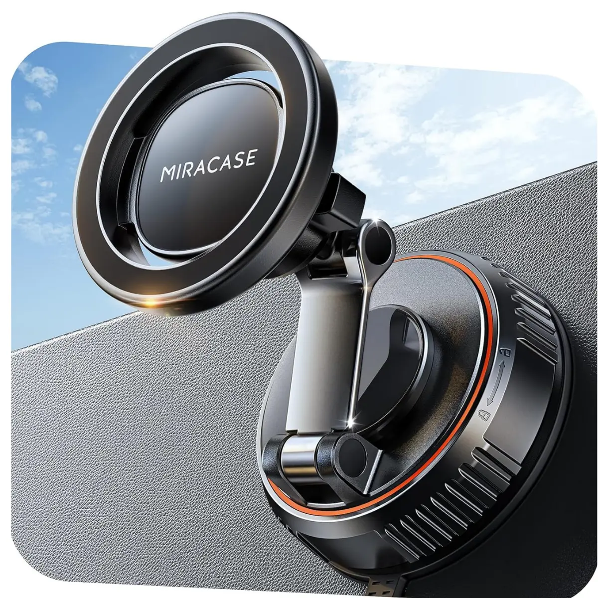Miracase for MagSafe Car Mount[3600gf Strong Magnet & 89+LBS Suction Base]Vacuum Magnetic Phone Holders for Your Car, 360° Adjustable Dashboard & Windshield Mount with Dash Accents for All Smartphones