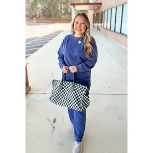 Checkered Weekender Bag, Grey/Black