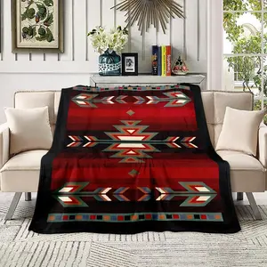 60"x80" Aztec Tribal Pattern Soft Flannel Blanket, Cozy Warm Throw for Sofa Couch Bed, Lightweight Southwestern Boho Blanket for Adults & Teens, Perfect Gift for Birthday & Holiday
