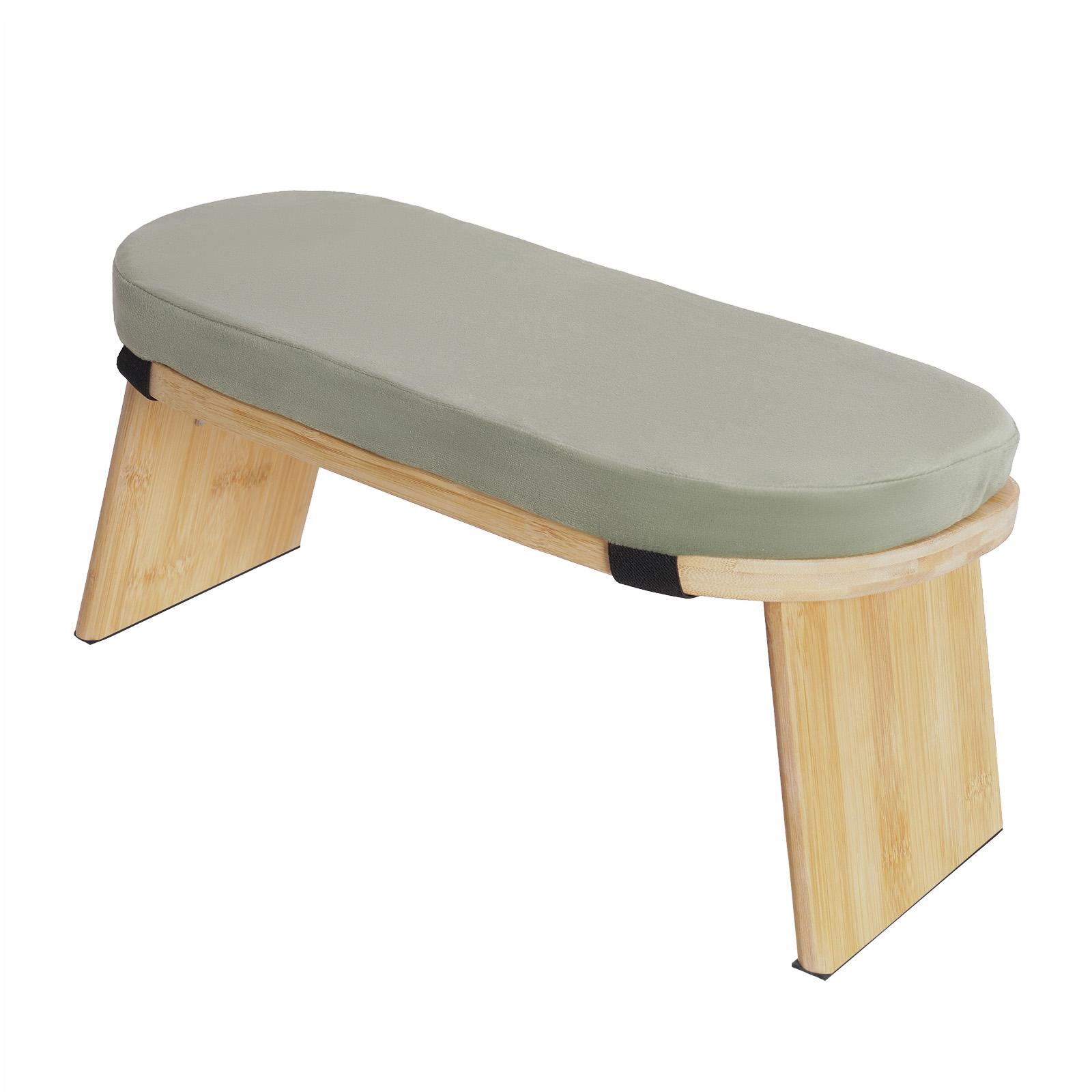 Foldable Bamboo Meditation Stool with Velvet Cushion, Ergonomic 5° Forward Tilt & 396 lbs Capacity, Portable Yoga Bench & Prayer Bench for Home Practice, Mindfulness & Gift
