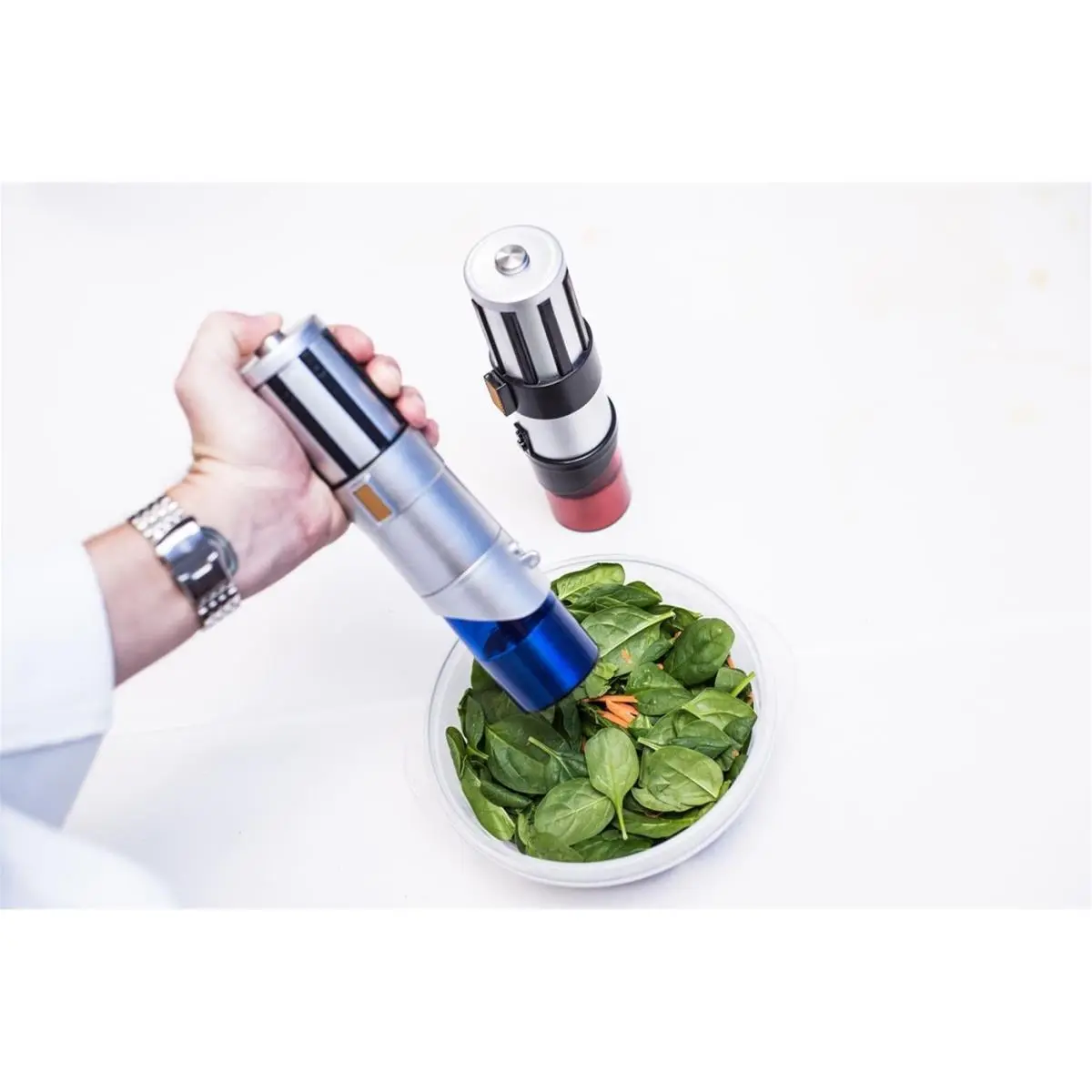 212 MAIN Stainless Steel Lightsaber Salt & Pepper Mill - Ceramic Grinding Kitchenware, Seasoning Utensils