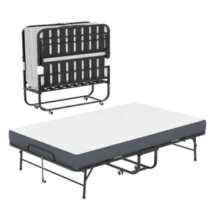 Bellemave  Folding Bed for Tall People, Extra Long & Wide Rollaway Bed with 5" Memory Foam, Heavy-Duty 450lbs Capacity Guest Bed, Spacious Portable Twin Cot