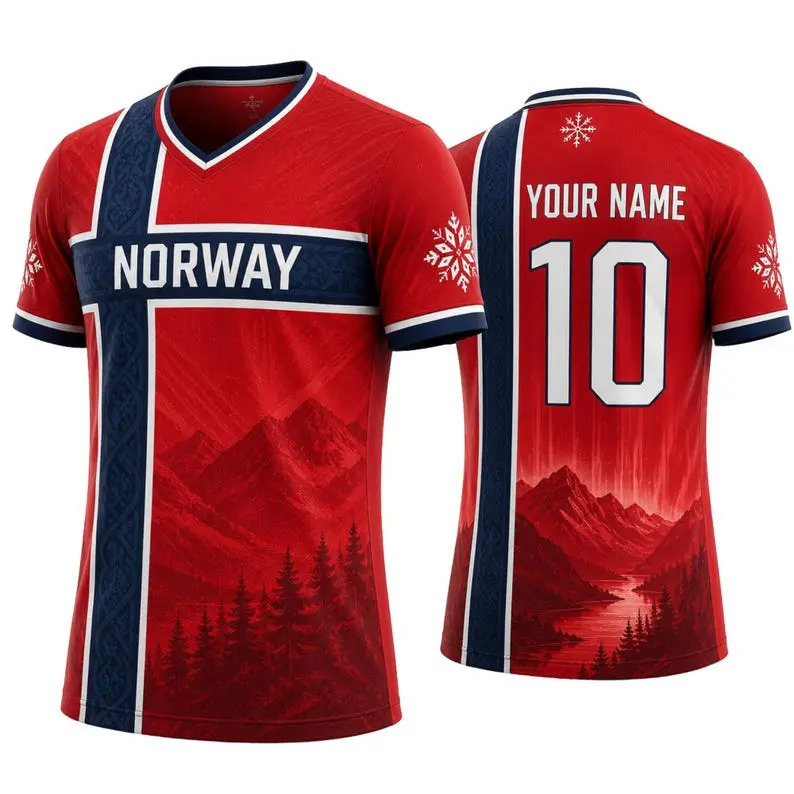 Personalized Norway Soccer Jersey, Custom Name Number Football Shirt