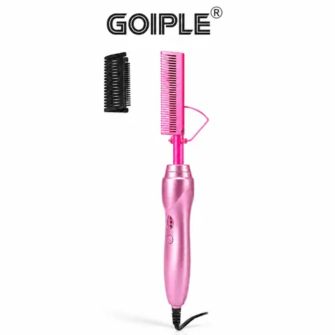 Goiple Hot Comb Straightener for Black Hair & Wigs - Anti-Scald Design, Adjustable Temperature, Smooth Styling Tool, Portable Built-In Comb Curlers & Straighteners, Hair Tools for Curly to Straight Transformation