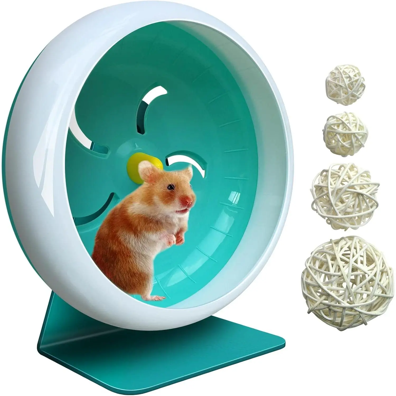 Hamster Silent Wheel Super-Silent Small Animal Exercise Wheel Accessories Quiet Running Wheels with Adjustable Stand for Hamsters Gerbils Mice Small Pet 7in Blue A