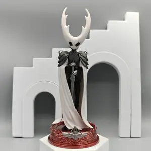Hollow Knight Pure Vessel Figure, White‑Masked Knight Game Statue with Sword & Cape Figurine