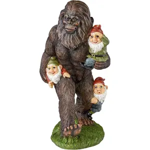 Design Toscano Schlepping The Garden Gnomes Bigfoot Yeti Indoor/Outdoor Garden Statue, 16 Inch Tall, Handcast Polyresin, Painted Full Color Finish