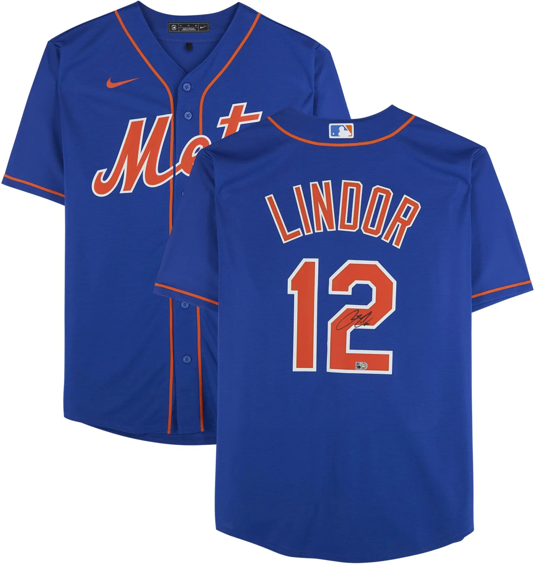 Francisco Lindor New York Mets Autographed Blue Nike Replica Jersey - Fanatics Authentic Certified