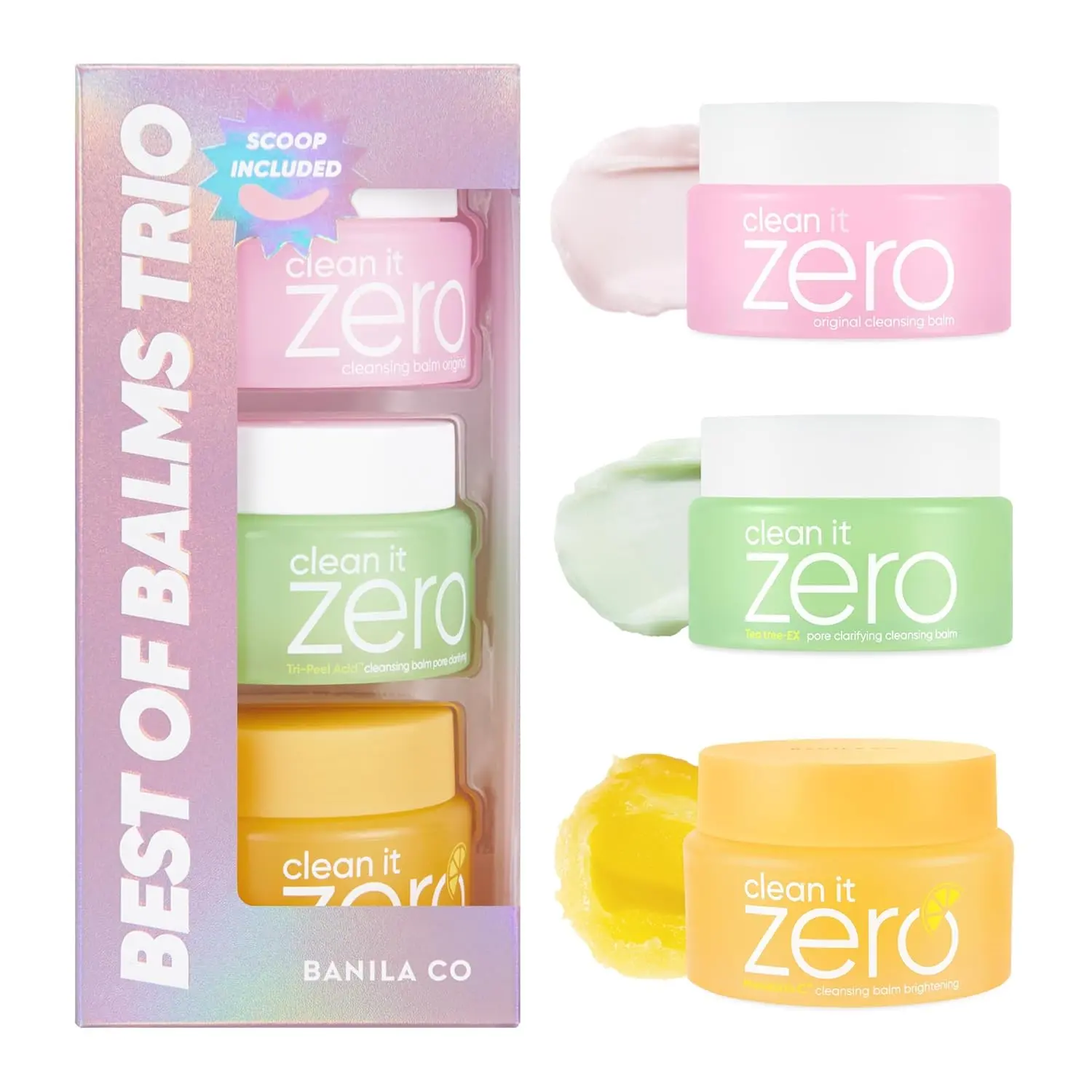 BANILA CO Clean it Zero Best of Balms Trio | Cleansing Balm Set - Original, Pore Clarifying, Brightening