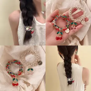 Versatile Cherry Headband Bracelet Dual Use Hair Accessories Set Mickey Ears with Spooky Castle Design Scrunchie Ponytail Hairstyle