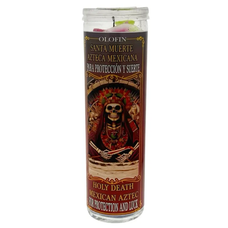 Santa Muerte Azteca Mexicana (Holy Death Mexican Aztec) Prepared Ritual Candle Perfumed Vela Preparada