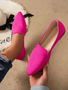 New Spring Fall Women's Casual Fashion Pointed Toe Flat Shoes, Versatile Shoes, Colorful Floral Prints, Comfortable Soft Sole, Medium Width, Textile Upper, Fashionable Slip On Flats