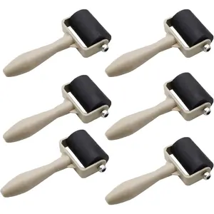 6 Pack Rubber Brayer Roller for Printmaking, Anti Skid Tape Construction Tools, Great for Gluing Application, Ink and Stamping Tools 1.4 Inch