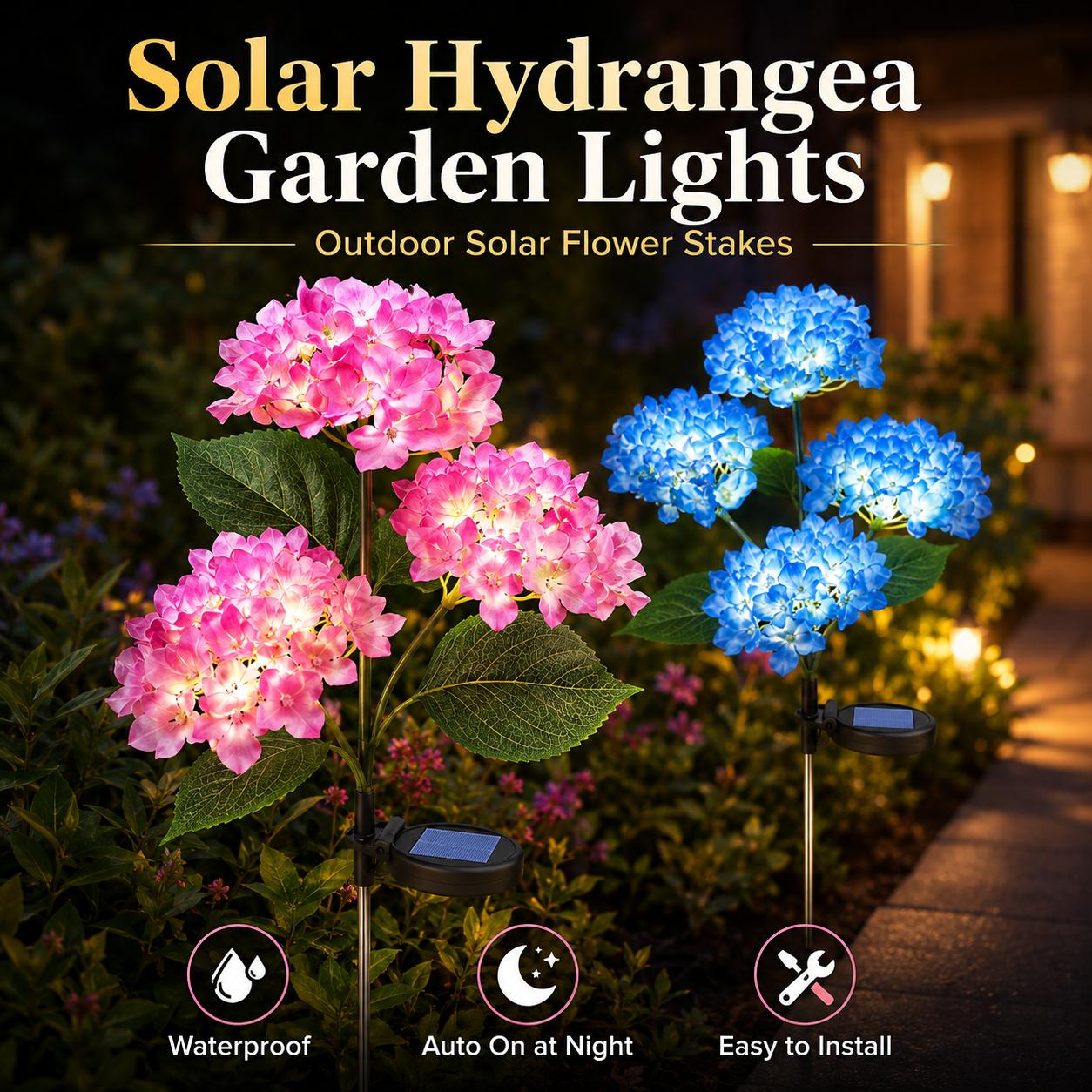 Solar Hydrangea Garden Lights Outdoor, 3-Bloom 18-LED IP65 Waterproof Flower Stake Light for Yard, Patio, Pathway & Lawn Decor, Mother's Day Gift, Outdoor Solar Light Solar Hydrangea Garden Lights Outdoor, 3-Bloom 18-LED IP65 Waterproof Flower Stake Light for Yard, Patio, Pathway & Lawn Decor, Mother's Day Gift, Outdoor Solar Light