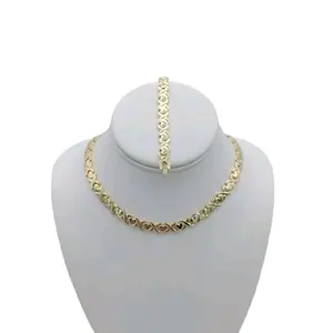 Valdiviajewelry #1060 XOXO bracelet and necklace set, 14k gold-plated, high-quality.