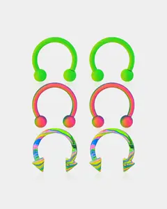 6pcs Corlorful Spike Septum Ring Pack
