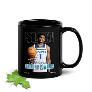 SLAM Cover - Anthony Edwards Mug - Black and White 11oz and 15oz Drinkware Ceramic Washable Reusable Beverage