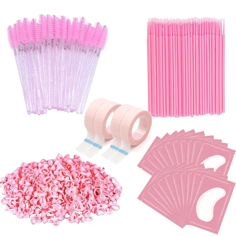 Eyelash Extension Kit, 224pcs/set (100 Eyelash Brushes, 50 Micro Eyelash Brushes, 50 Ring Cup Holders, 4 Tapes, 20 Eye Gel Pads) Eyelash and Eyebrow Makeup Tools, Professional Eye Makeup Tools for Women and Girls