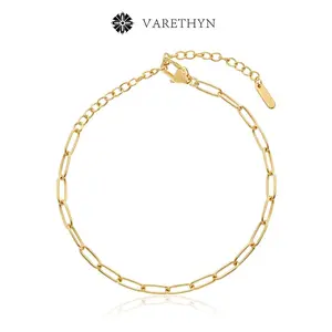 14K Gold-plated Paperclip Chain Dainty Link Chain Adjustable Bracelet Jewelry Gifts for Women