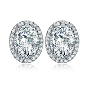 STONE PRECIOUS,1.0 ct*2 diamond earrings，anniversary，birthday gift，round brilliant cut，sterling silver，zircon diamond
