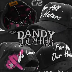 Dandy  For All Our Haters Embroidered Cap with Pink Heart Design and Rhinestones