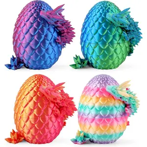 8" 3D Printed Dragon Eggs, Easter Basket Stuffers for Kids and Teens, Unique Easter Toys & Decor, Mysterious Dragon Toys Gifts for Boys & Girls (4 Pack)