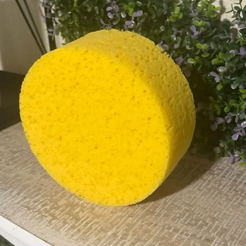Large Size Light Yellow Round Shape Eco-Friendly Sponge Scrubber, Soft Multi-Surface Cleaning Home Care Sponge