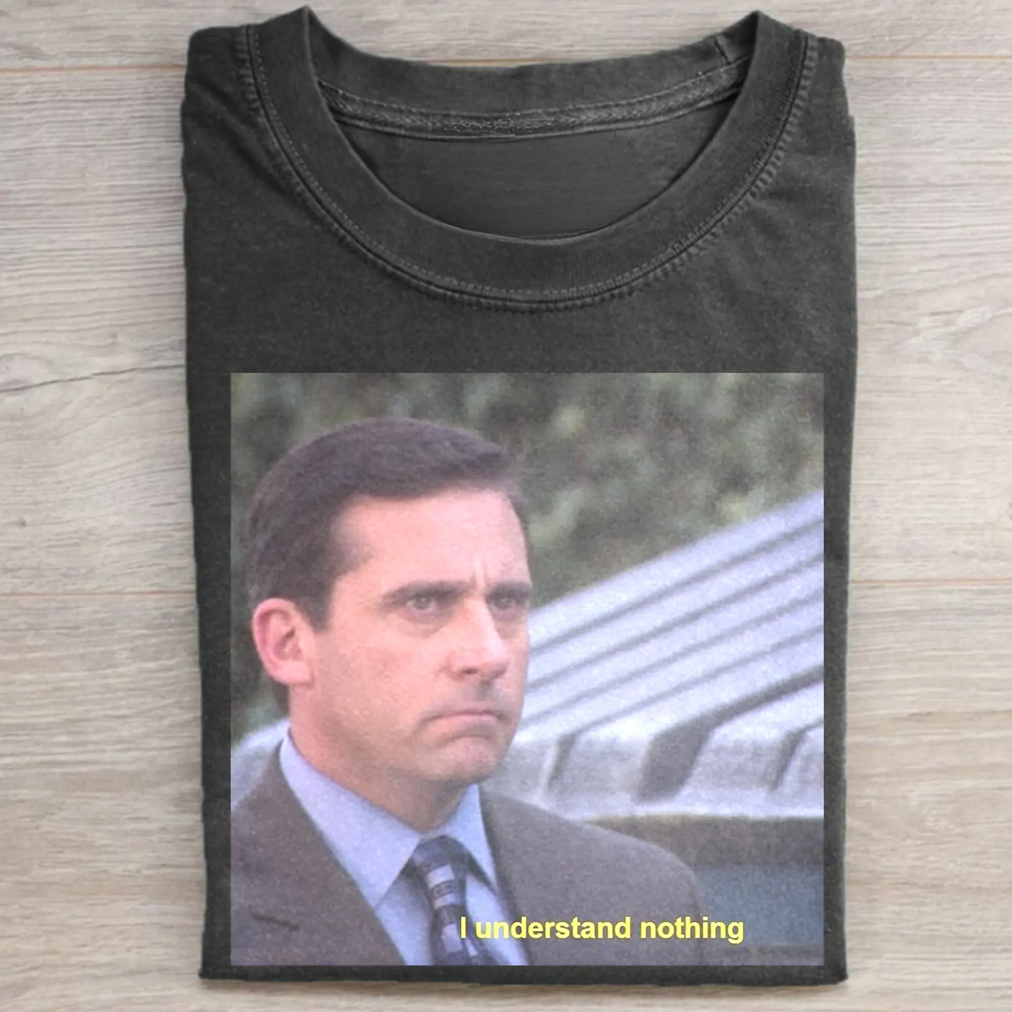 Gildan Men's Lightweight Fitted Cut Short Sleeve Graphic T-Shirt, The Office Michael Scott "I Understand Nothing" Quote, All Seasons Vintage Streetwear, Tshirt, Casual, Graphic T Shirts, Street Retro, Cold Wash, Cotton, Do Not Dry Clean, Expandable, Pull