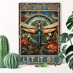 1pc 8x12inch (20x30cm) Aluminum Sign Metal Tin Sign Dragonfly Wall Decor Funny Whisper Words Of Wisdom Let It Be Dragonfly Metal Sign