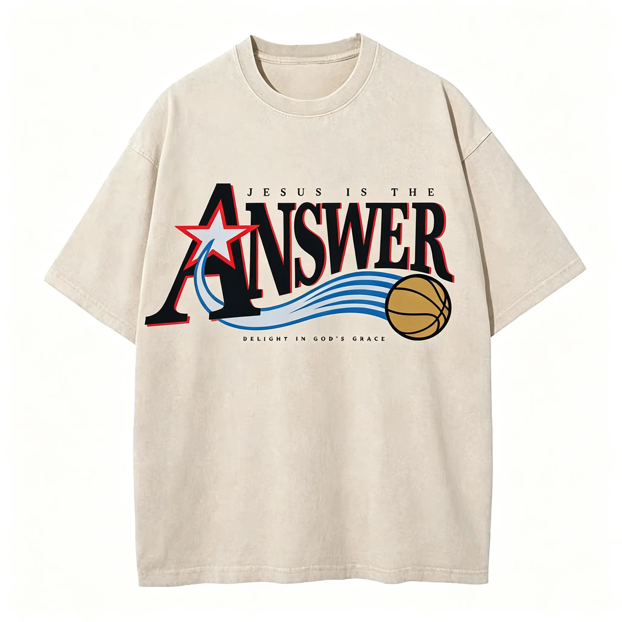 Jesus Is The Answer Christian Washed T-Shirt
