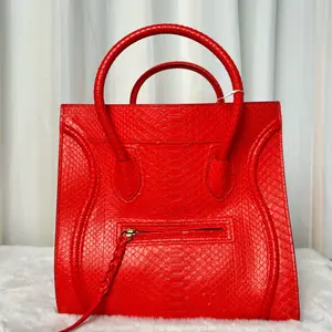Pre-owned Celine Large Orange Snakeskin Smile Bag (Luggage Bag), 30cm, 20453649 WWL
