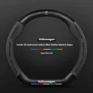 Car Suede Anti-Slip Steering Wheel Cover For Volkswagen R Passat Golf GTI Tiguan Touareg Polo T-ROC Jetta T-Cross Touran Magotan