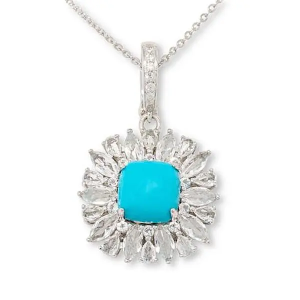 Colleen Lopez Turquoise, Zircon and Topaz Pendant with Chain