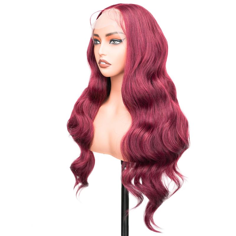 MIRELLE Body Wave 30 Inch 13x6 HD Lace Front Synthetic Wig 220% Density - #99J Burgundy Free Part, Pre-Plucked Anti-Snag/8H Hold, Breathable for Weddings/Bridesmaid Duties