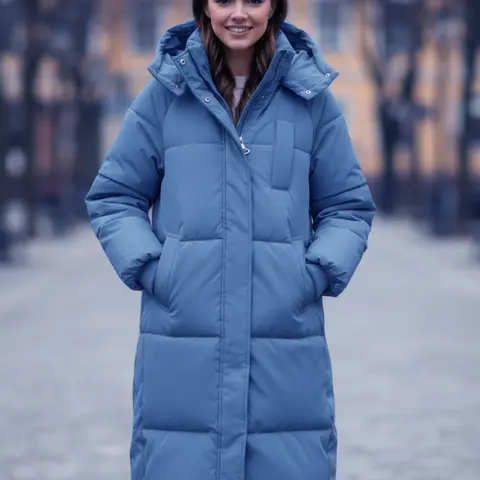 Women's Solid Button Front Pocket Zipper Drop Shoulder Midi Winter Coat, Casual Long Puffer Coat For Fall & Winter, Women's Clothing For Daily Wear
