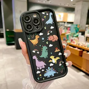 Cute Cartoon Dinosaur Pattern Phone Case, Decorative Phone Protector Cover, Phone Accessories Compatible with iPhone 11 12 13 14 15 16 17 Pro Max/Pro/Plus/Air