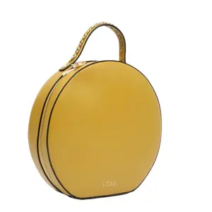 Nyomi - Canary Circle Handbag with Adjustable Shoulder Straps Vegan Leather Crossbody Bag with Zip Pocket