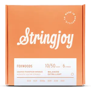 Stringjoy 10-50 Extra Light Gauge Foxwoods - Coated Phosphor Bronze Acoustic Guitar Strings